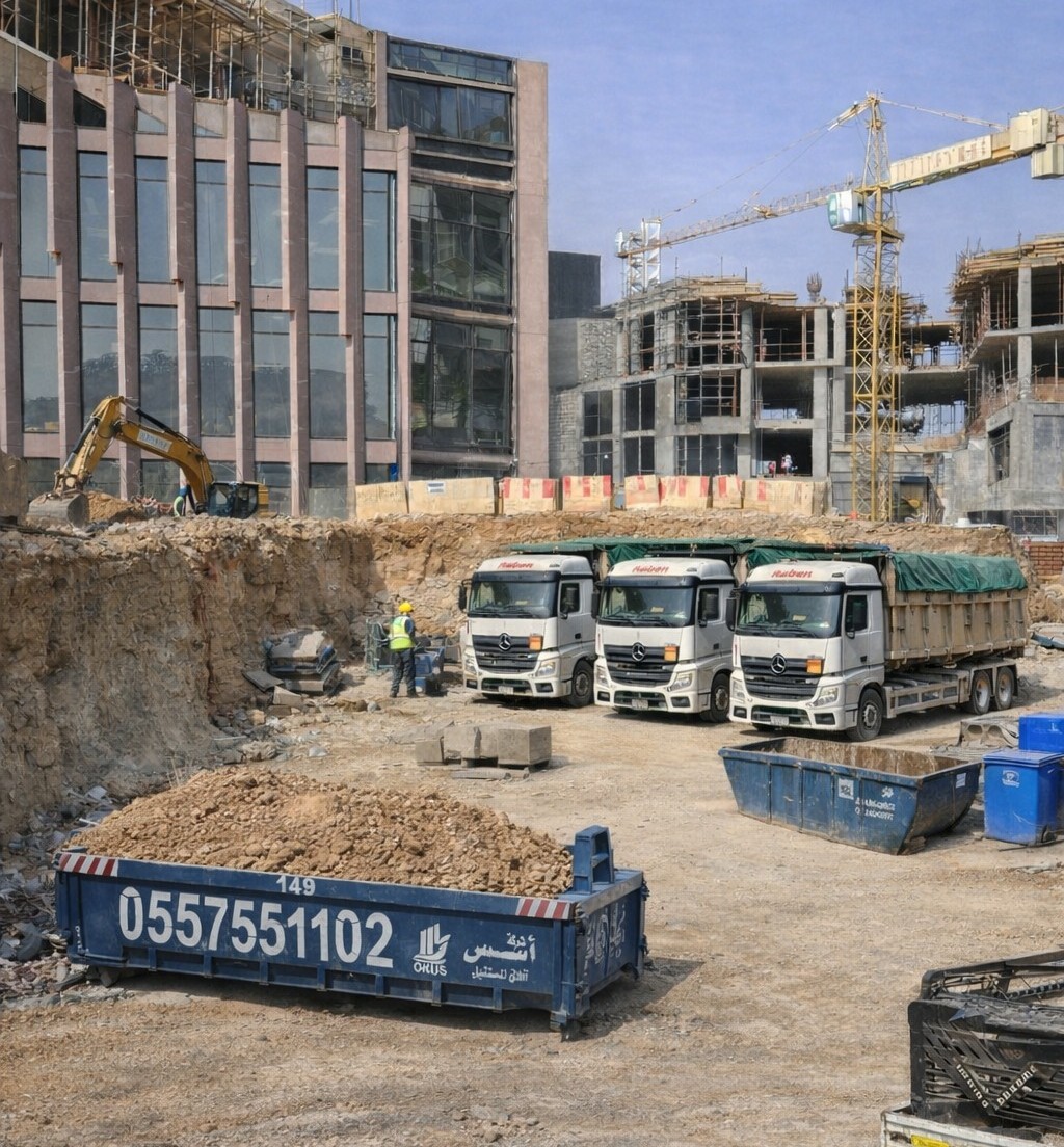أسطول ميداني في موقع تطوير عقاري